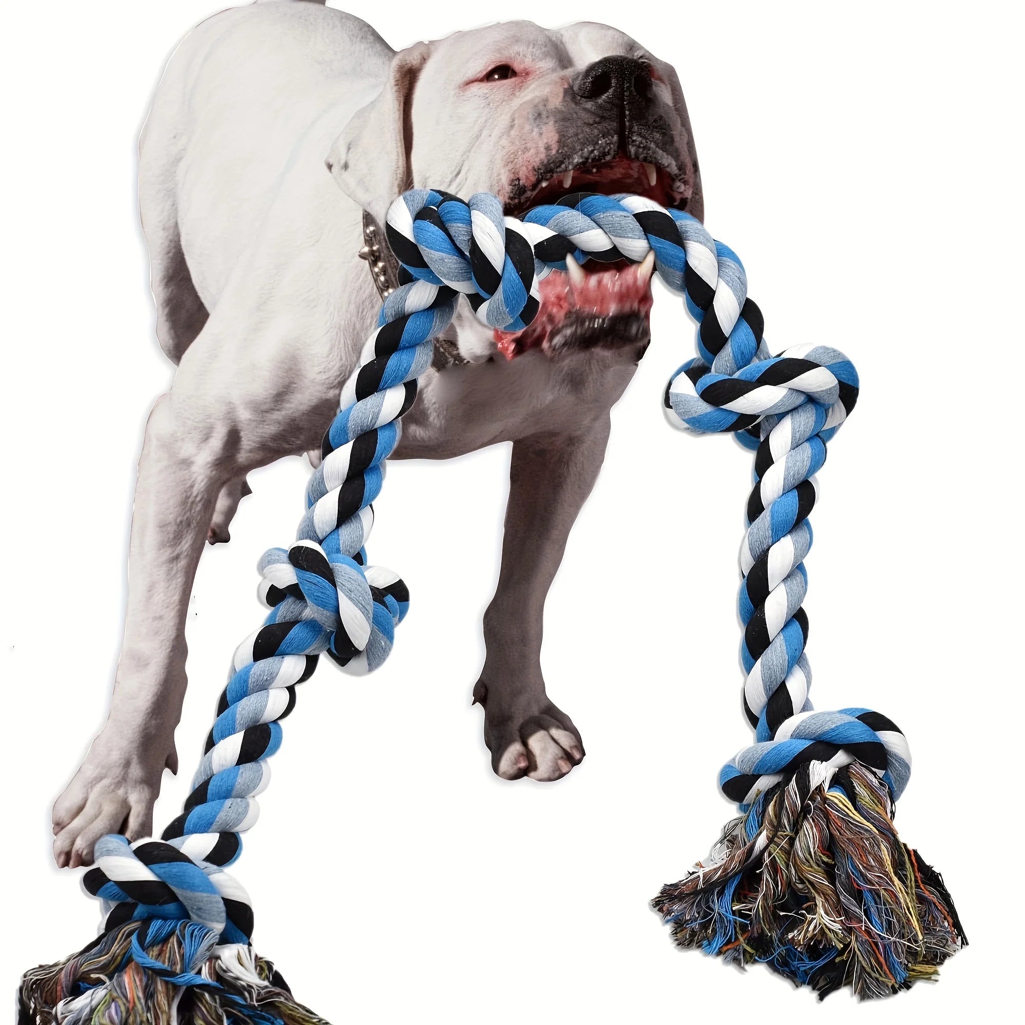 Heavy Duty Dog Rope Toy for Aggressive Chewers – Extra Long Cotton Chew & Teeth Cleaning Tug Toy