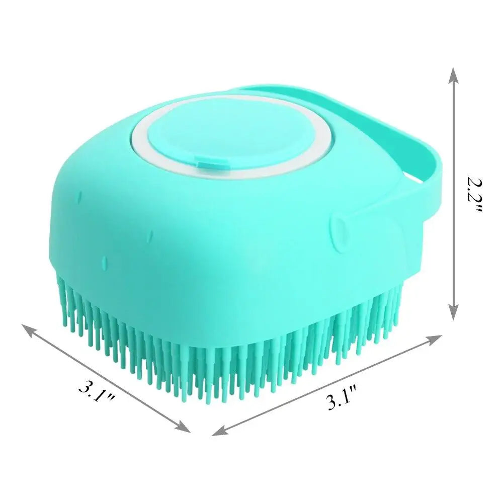 Pet Shampoo Brush 80ml | Silicone Dog & Cat Bath Massage Scrubber 2-in-1 Grooming Tool