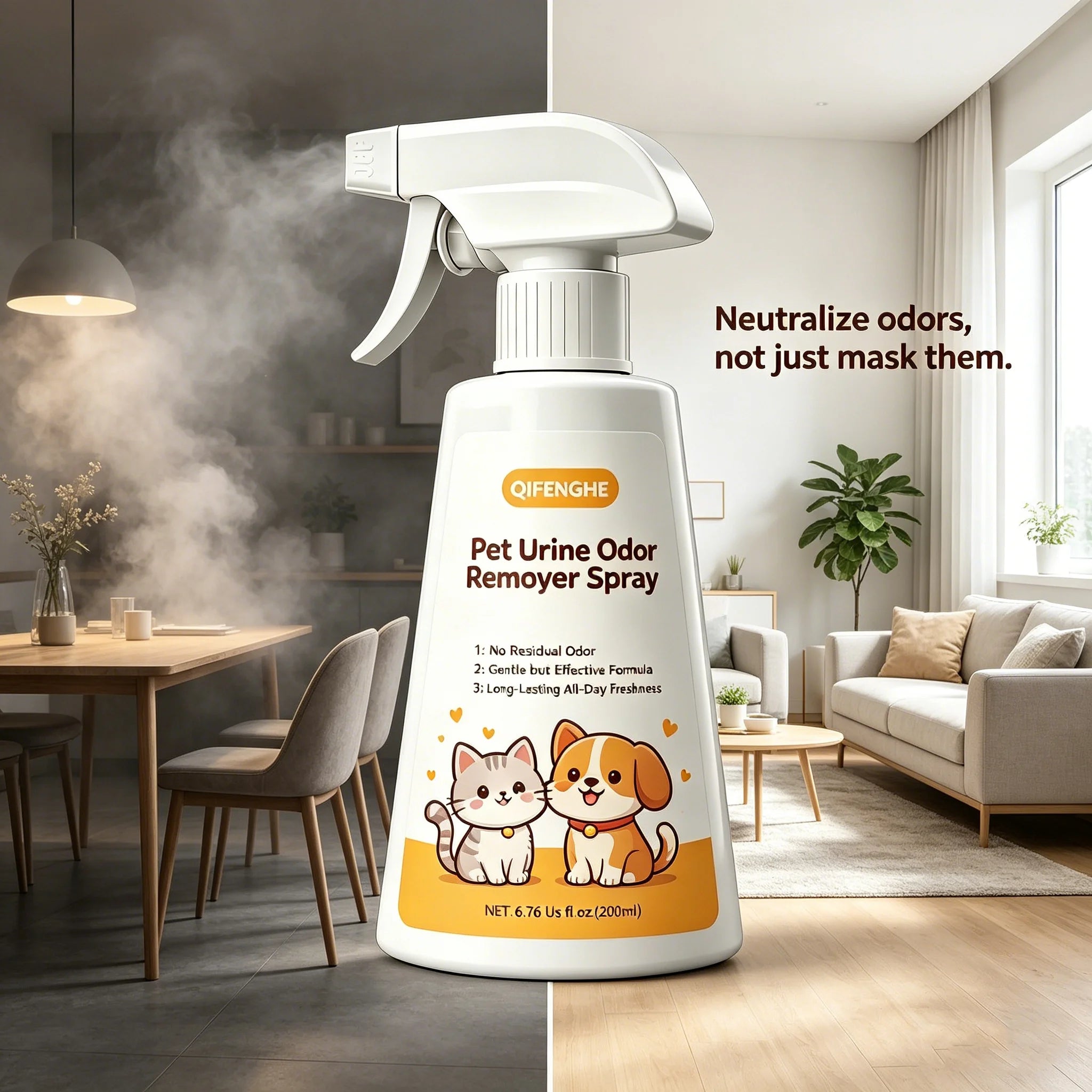 Pet Urine Odor Remover Spray – Home Odor Neutralizer & Freshness Spray for Dogs, Cats, Carpets & Furniture