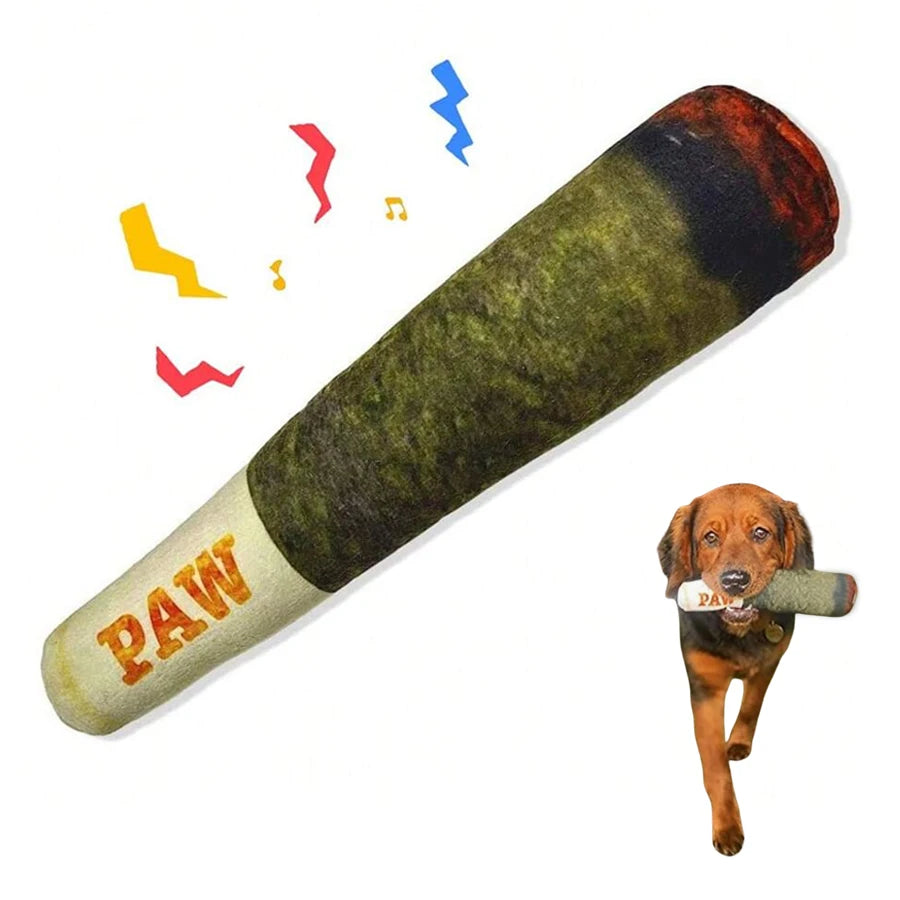 Funny Cigar Plush Dog Toy – Interactive Squeaky Chew Toy for Dogs