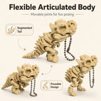 3D Printed T-Rex Skeleton Keychain – Articulated Dinosaur Fidget Model