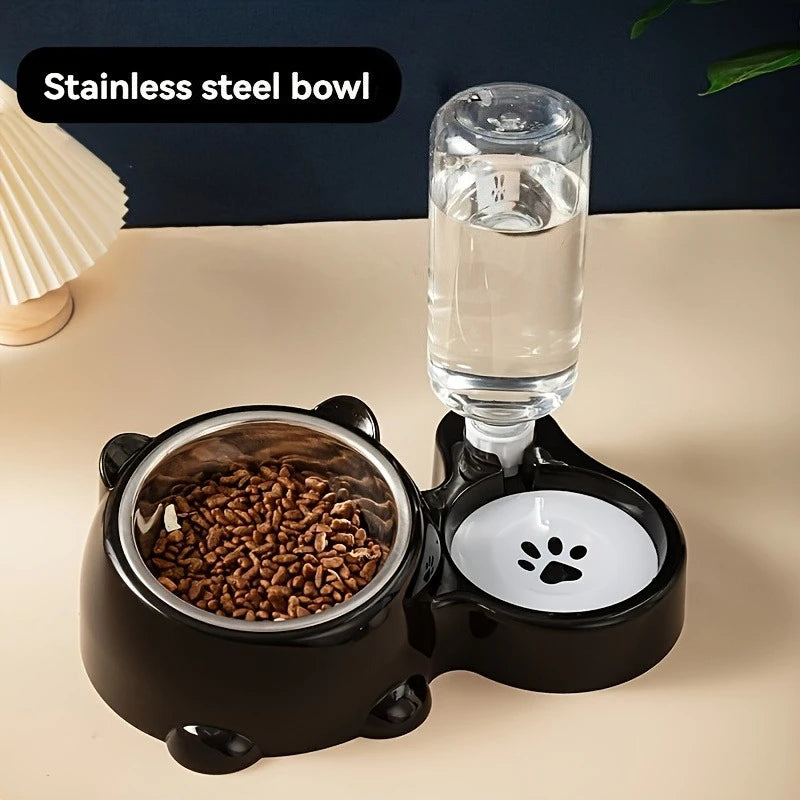 Automatic Cat & Dog Feeder with Water Dispenser – Gravity Feeding System, No Electricity Needed, Slanted Anti-Spill Bowl Design
