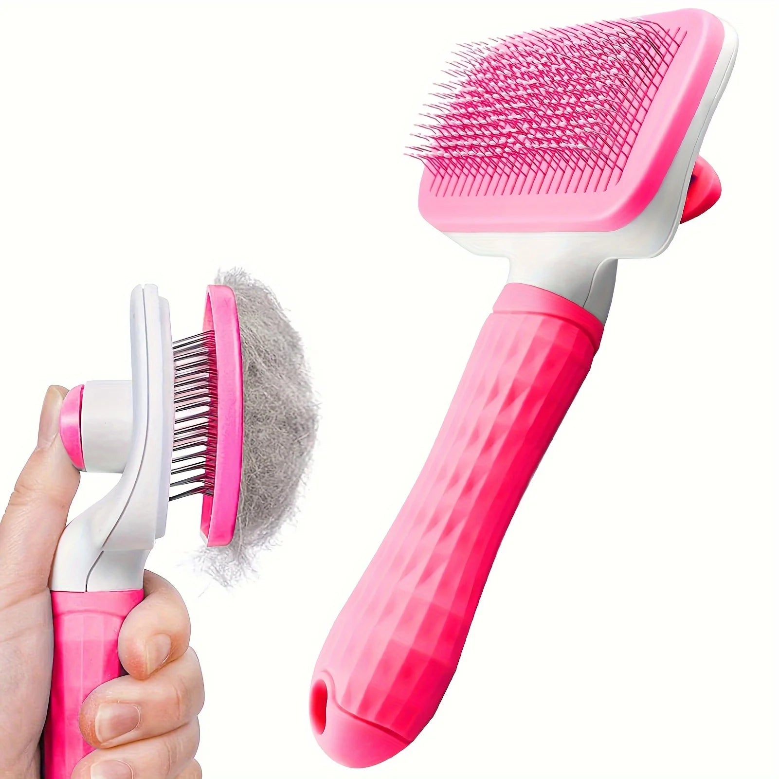 Pet Grooming Brush Self Cleaning Slicker Comb for Dogs Cats - Stainless Steel Needle Deshedding Tool Remove Floating Hair Knots