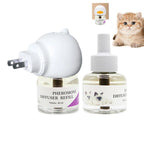 Cat Calming Pheromone Diffuser with Refill Liquids | Relaxing Stress Relief Aid for Indoor Cats EU/UK Plug