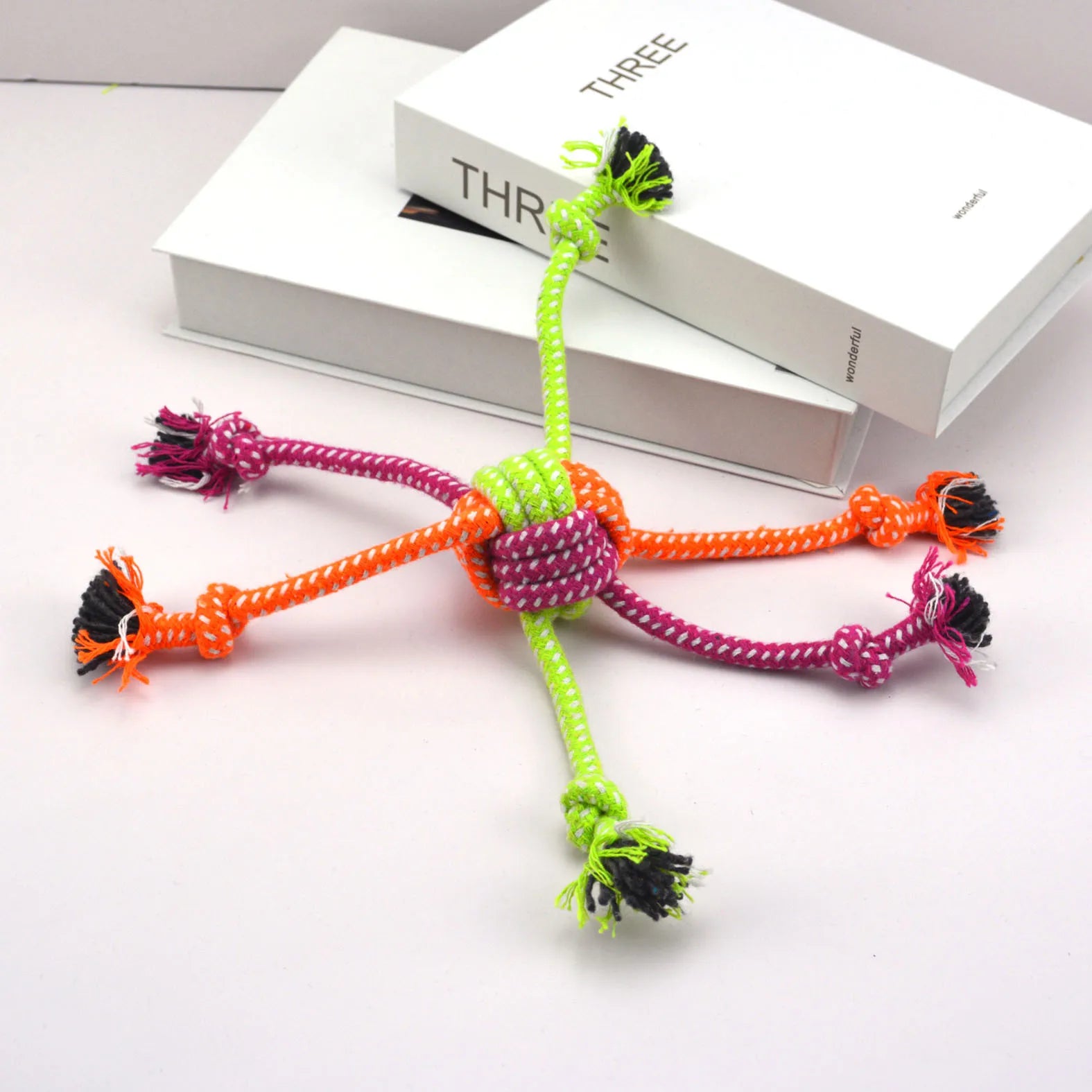 1pc Durable Bite-Resistant Interactive Knot Toy for Dogs- Chewable Rope with Green&Orange Fringes,Playful Design, Dog Toys