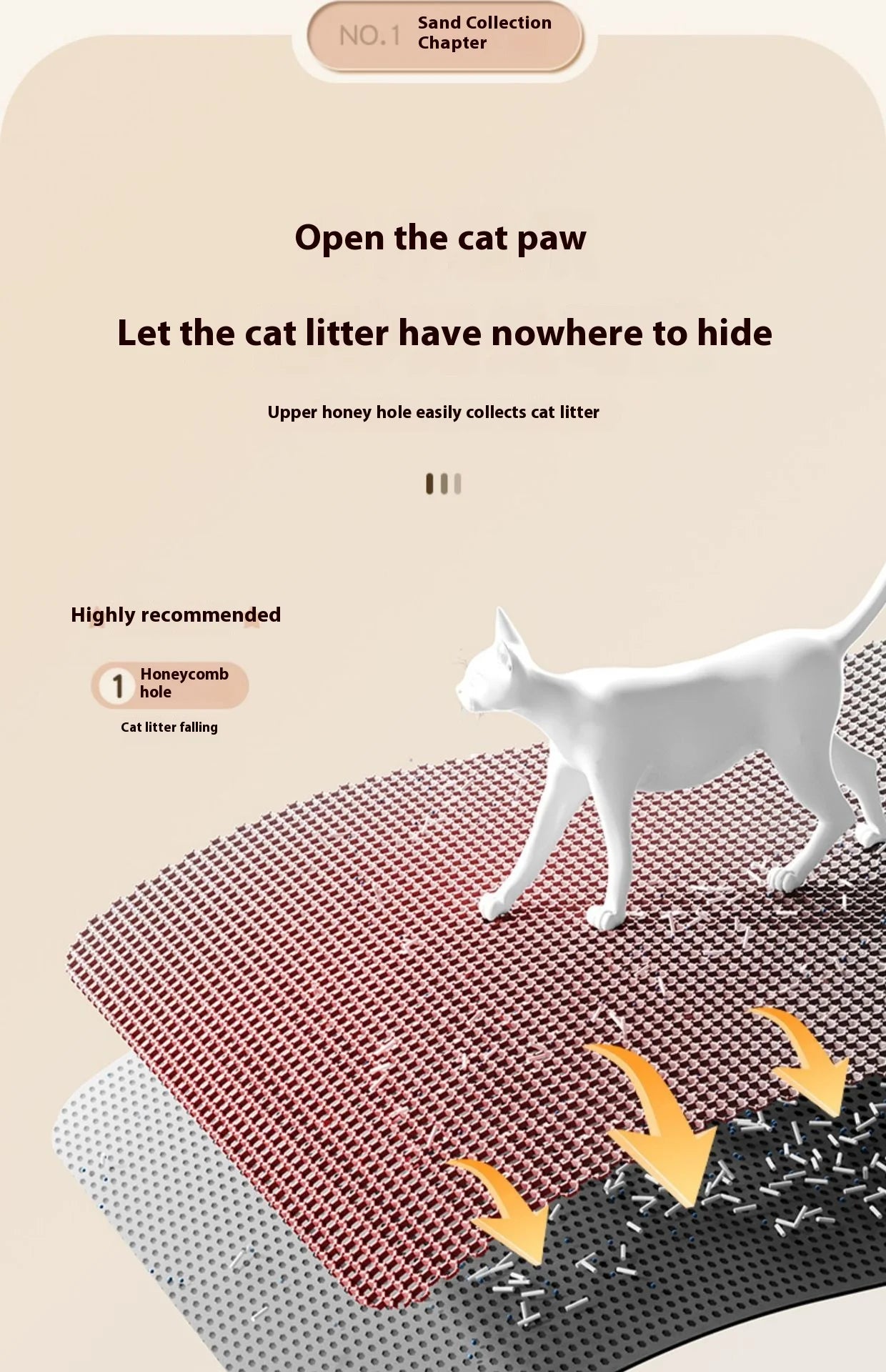 Premium 2-Layer Cat Litter Mat – Waterproof EVA Litter Trapping Mat with Non-Slip Base for Indoor Cats and Kittens