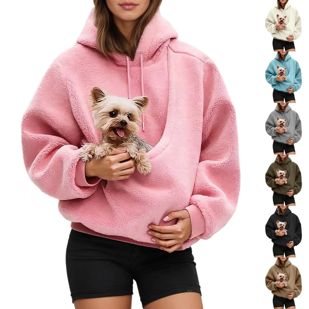 Unisex Pet Carrier Hoodie Cat Dog Bag Long Sleeve Sweatshirt Multiple Colors Plush Daily Wear Fashion Velvet  Winter Outwear