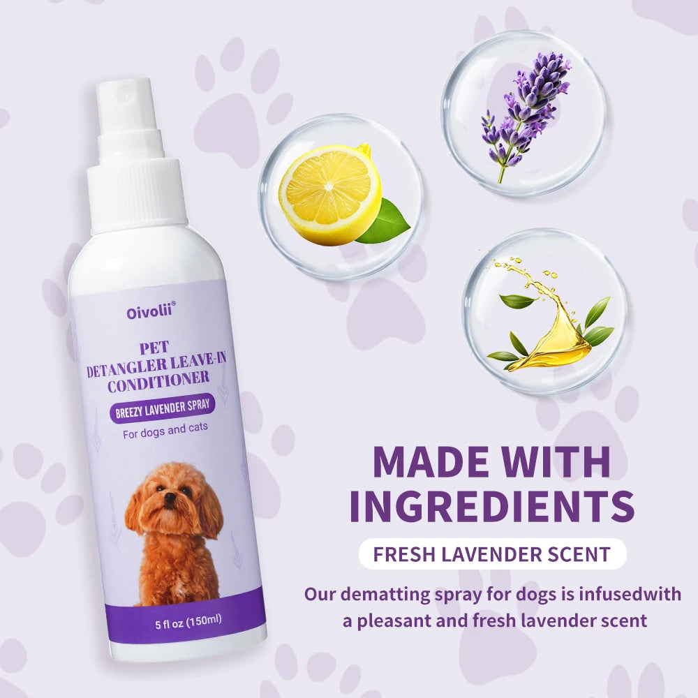 Pet Softness Solution Spray with Lavender Essence – Coat Conditioning & Shine Spray for Dogs and Cats
