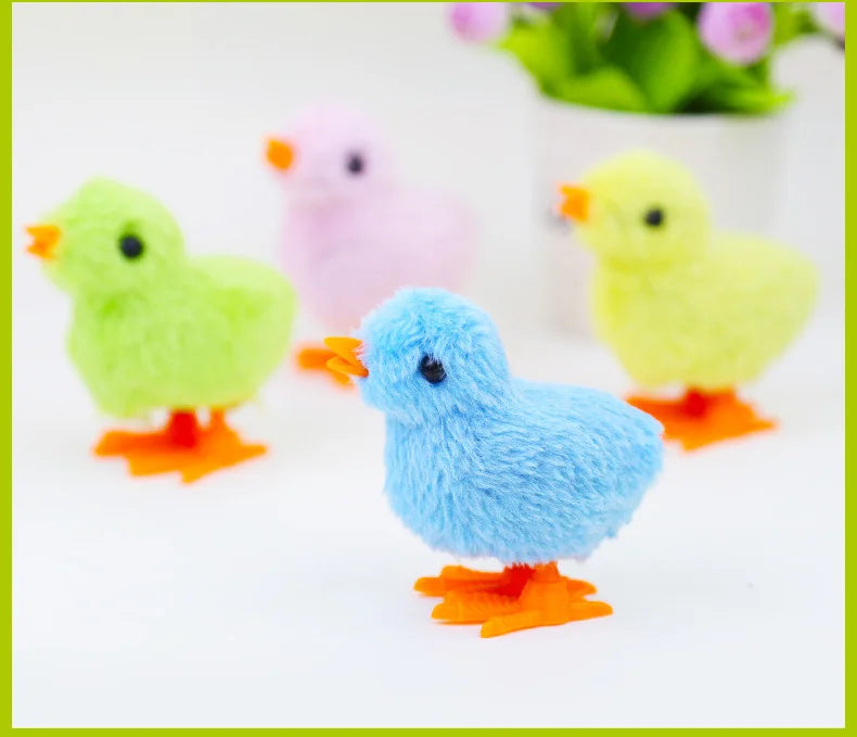 Wind Up Chicken Cat Toy Interactive Jumping Walking Plush Toy for Cats