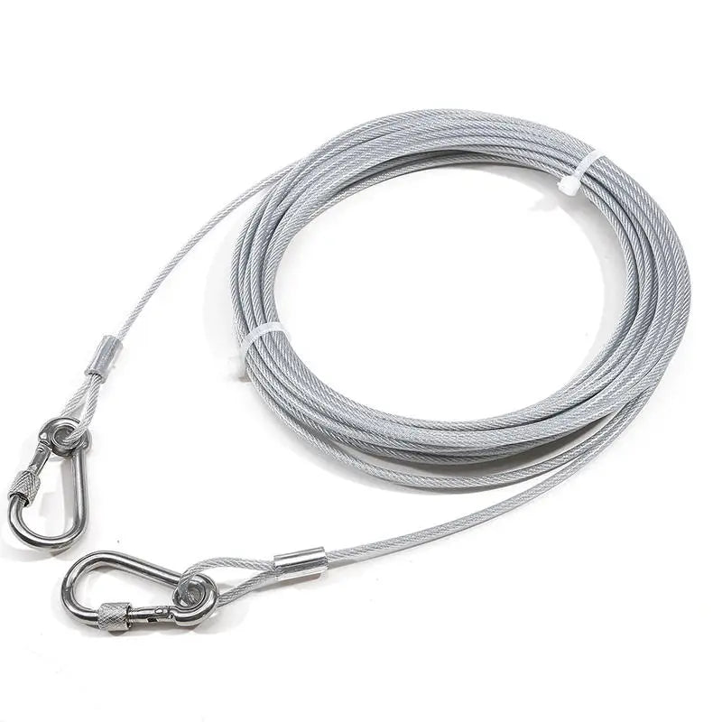 Double-Headed Dog Tie Out Cable Leash – Heavy Duty Steel Wire Outdoor Training Traction Rope