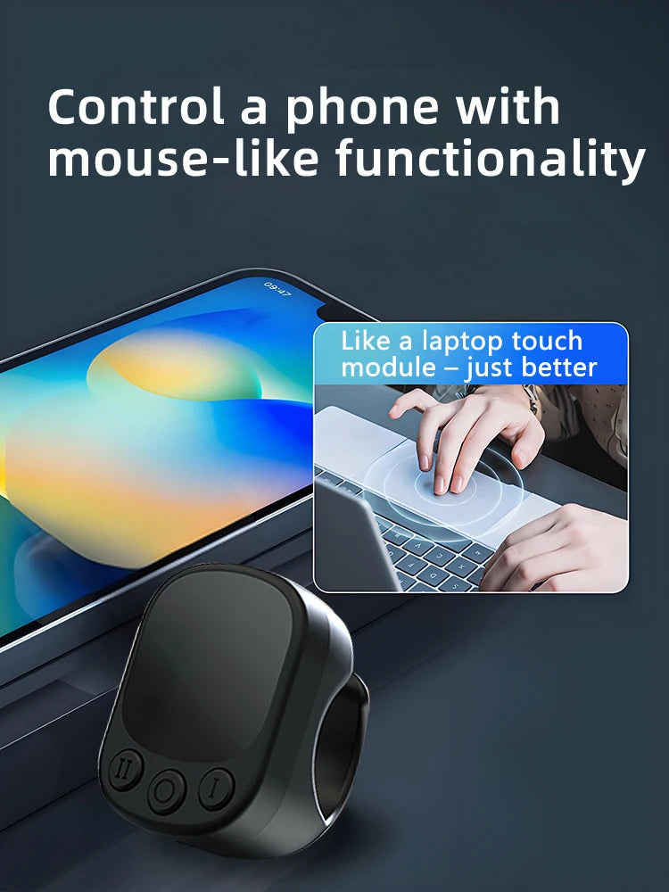 Bluetooth Mouse Ring Remote Control with Touchpad – Smart Screen Clicker & Scrolling Ring for Android and iOS