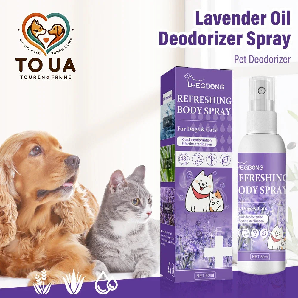 Lavender Pet Deodorization Spray 50ml – Natural Dog and Cat Perfume, Odor Remover & Coat Freshener