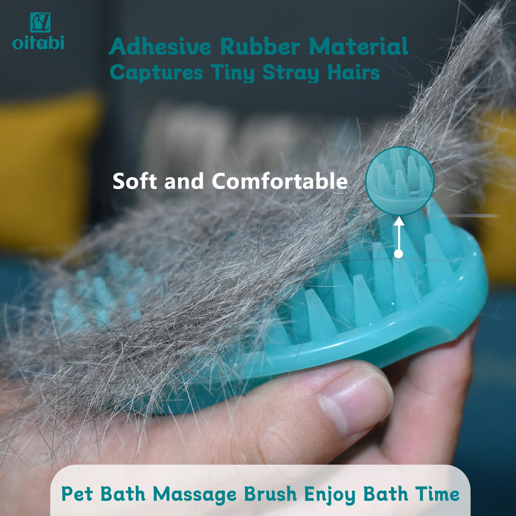 Oitabi Soft Rubber Pet Grooming Brush for Dogs & Cats – Bathing, Deshedding, Massage & Hair Removal Brush