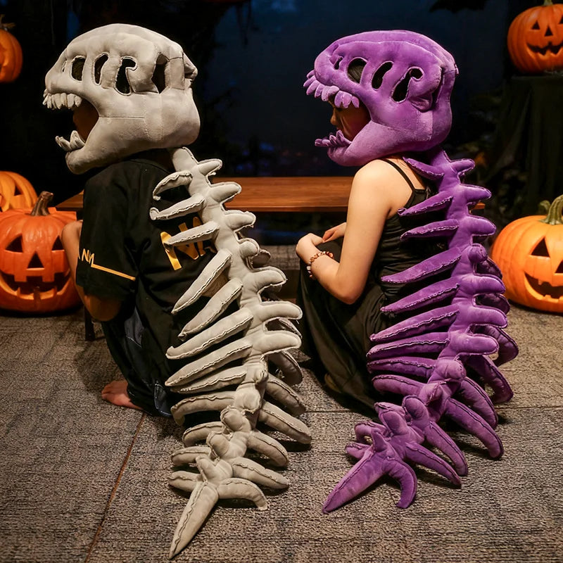 Realistic Dinosaur Skeleton Costume Set – Plush Headgear & Dress-Up Accessory
