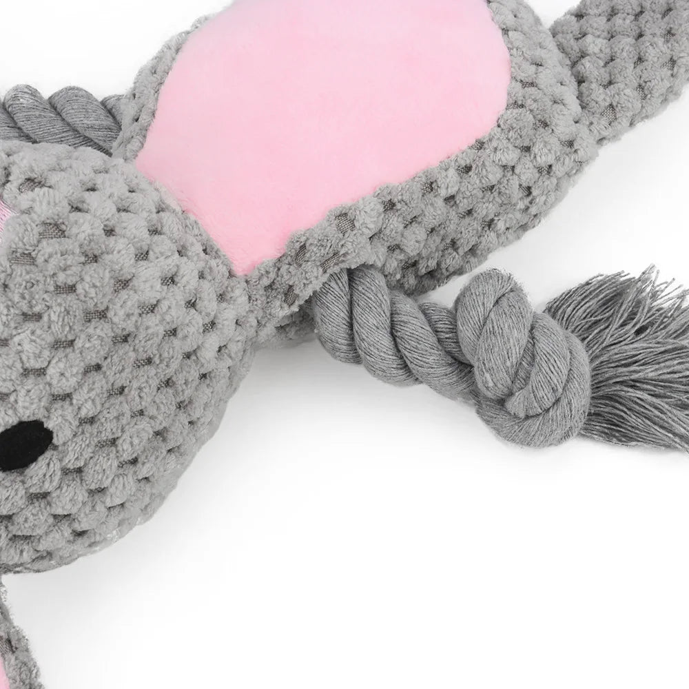 Cute Animal Rope Dog Toy – Plush Squeaky Knot Chew Toy for Puppies and Dogs (Rabbit Monkey Cartoon)