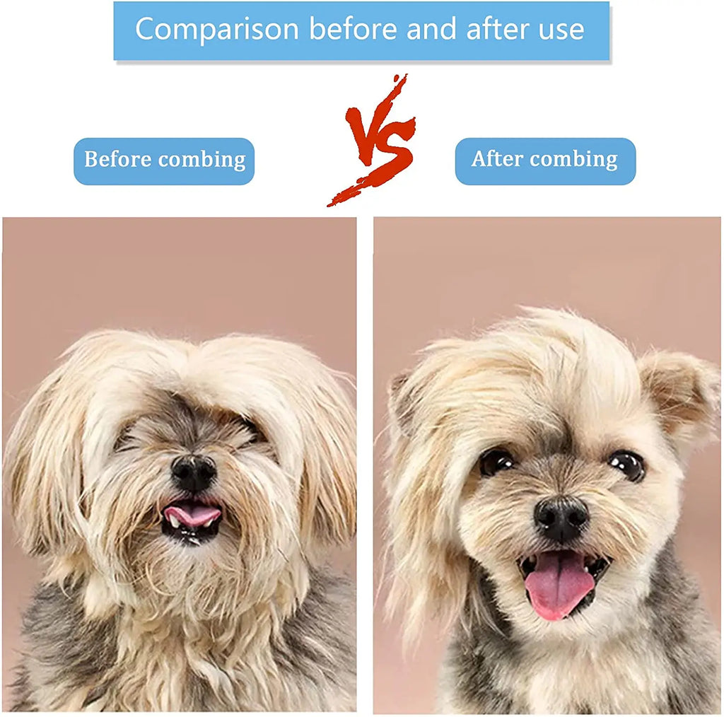 Dog & Cat Grooming Brush – Stainless Steel Pet Hair Remover & Deshedding Comb