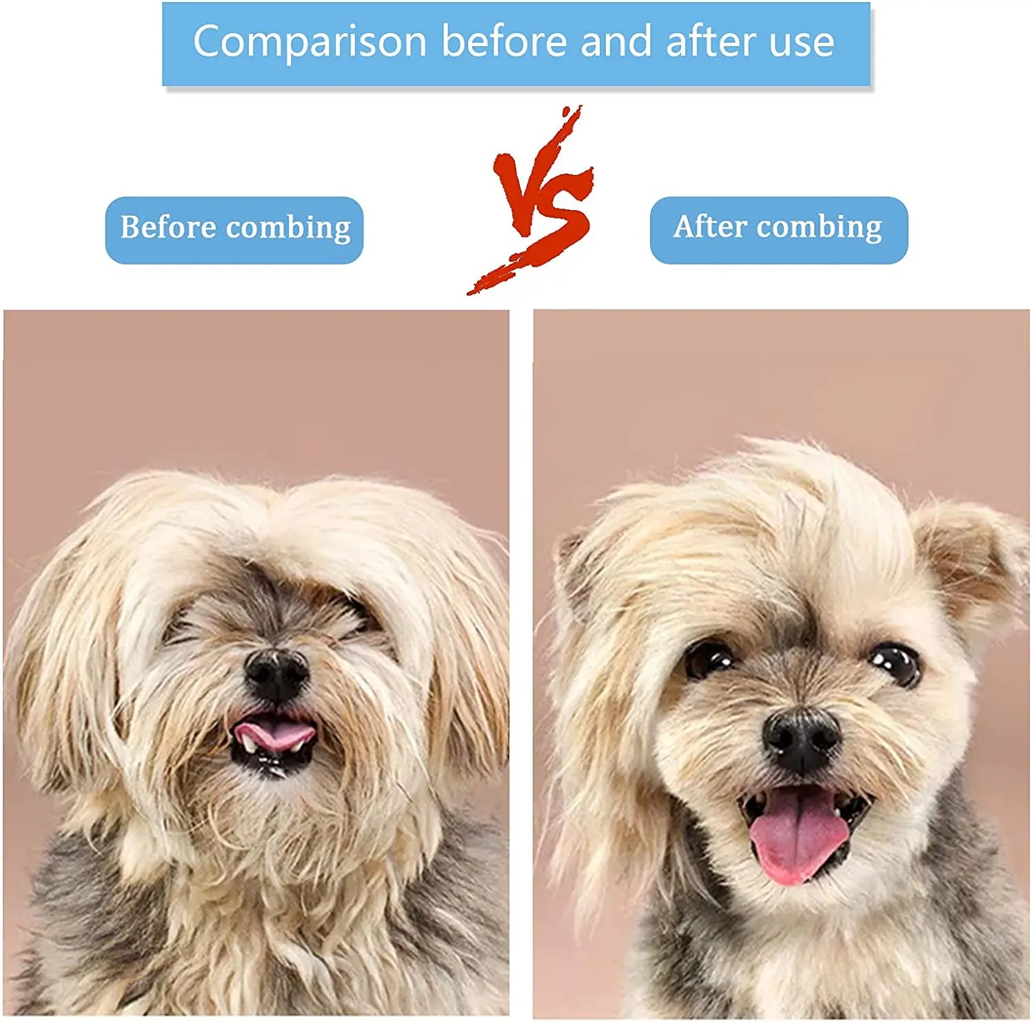Dog & Cat Grooming Brush – Stainless Steel Pet Hair Remover & Deshedding Comb
