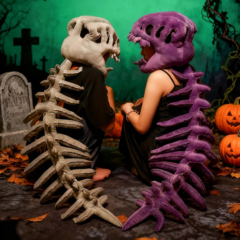 Realistic Dinosaur Skeleton Costume Set – Plush Headgear & Dress-Up Accessory