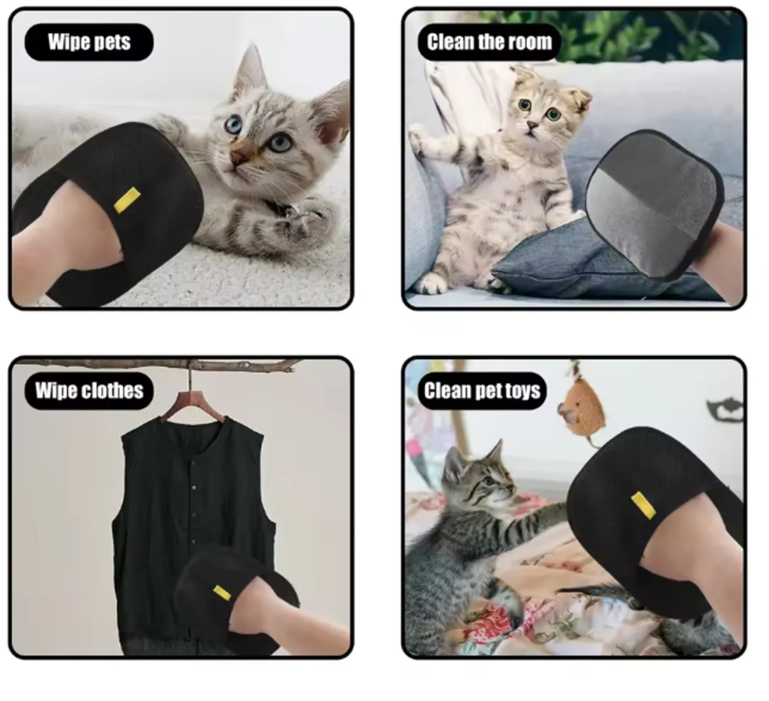 Reusable Pet Hair Removal Gloves – Double-Sided Grooming Mitt for Cats & Dogs