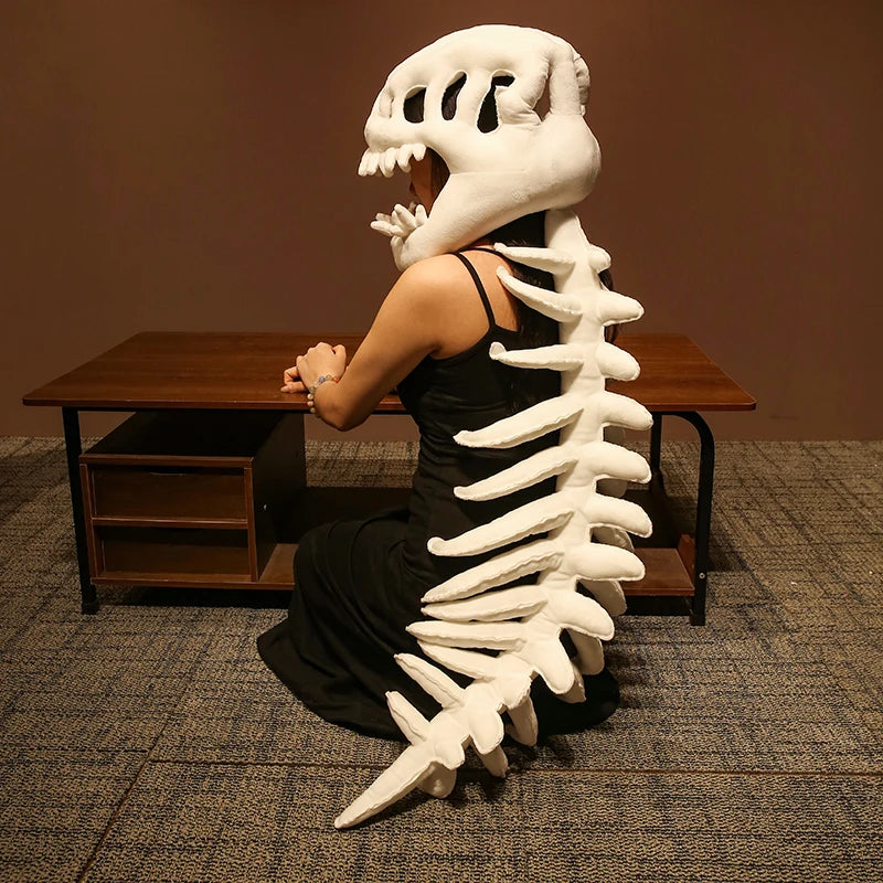 Realistic Dinosaur Skeleton Costume Set – Plush Headgear & Dress-Up Accessory
