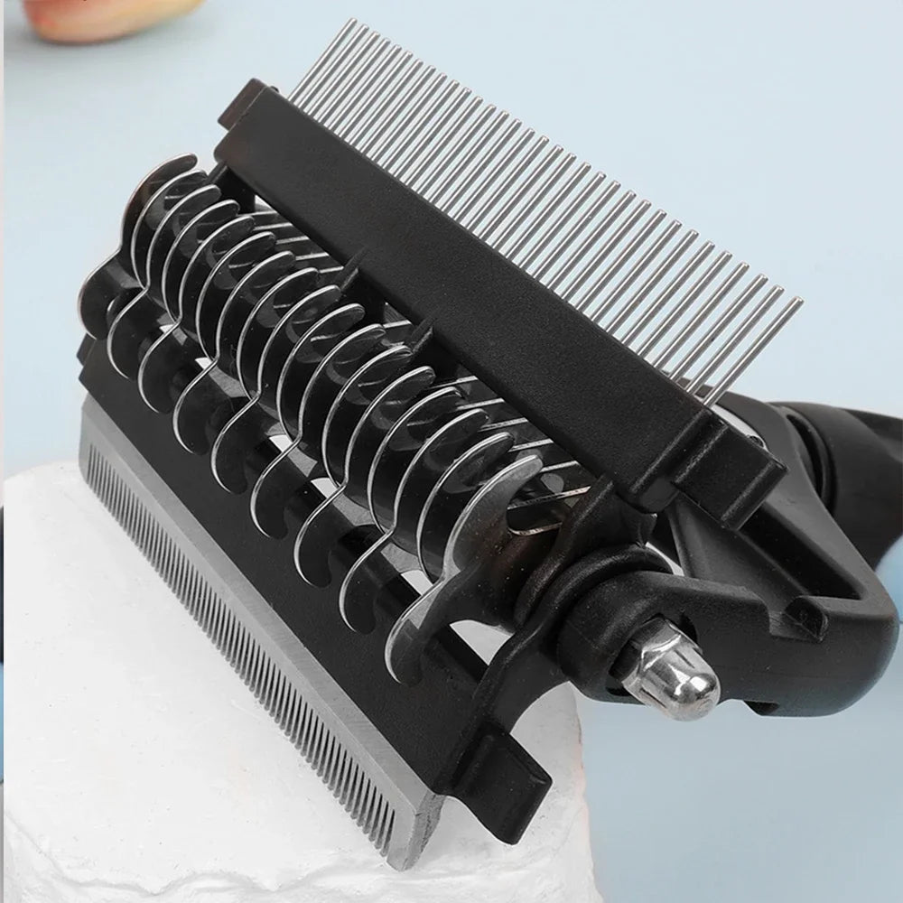 3-in-1 Pet Deshedding Brush | Dog & Cat Hair Remover, Knot Cutter & Grooming Comb