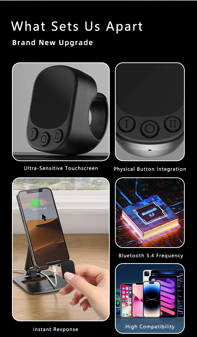 Bluetooth Mouse Ring Remote Control with Touchpad – Smart Screen Clicker & Scrolling Ring for Android and iOS