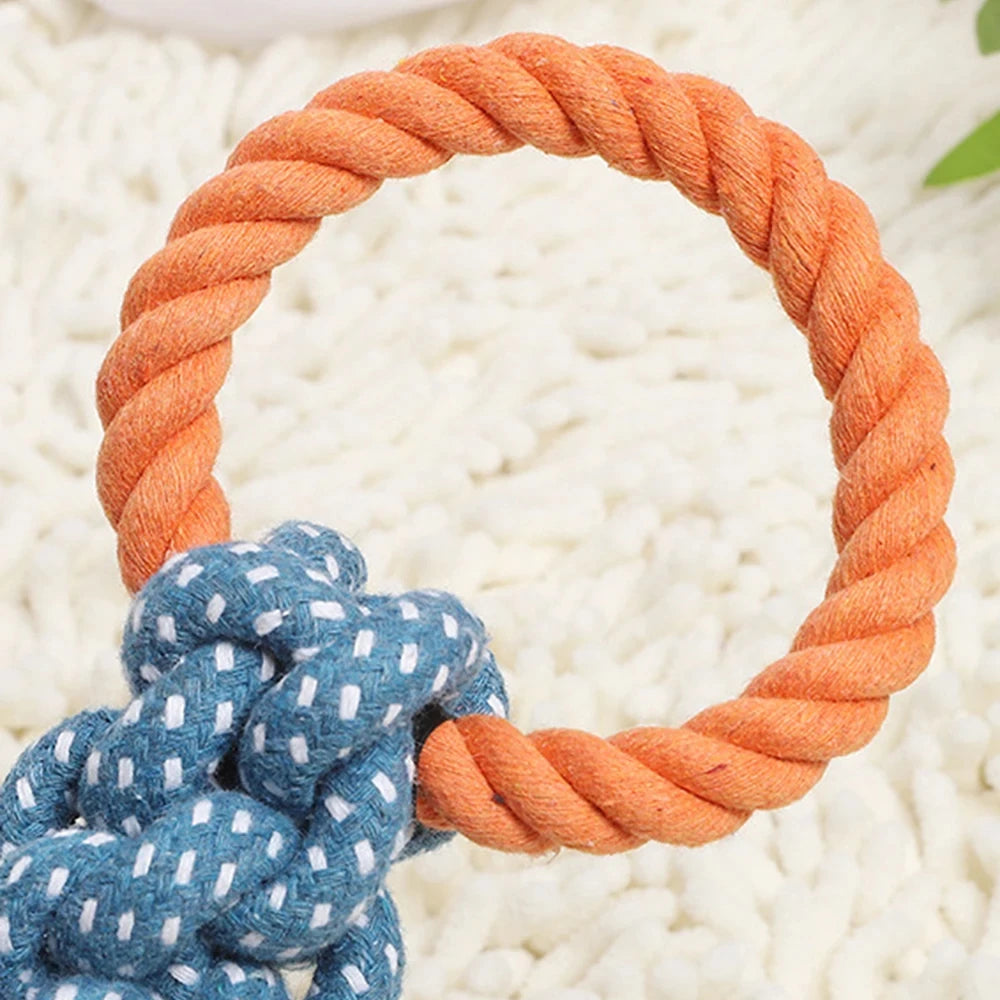 Double Ring Cotton Blend Dog Rope Toy – Durable Bite Resistant Tug and Teeth Cleaning Chew Toy for Medium and Large Dogs
