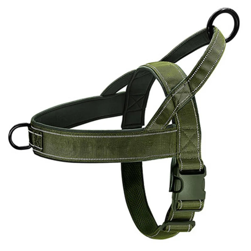 Tactical Anti-Pull Dog Harness – Heavy Duty 1000D Nylon Adjustable Training Vest with Handle, Reflective Straps & Dual Leash Attachments for Large Dogs