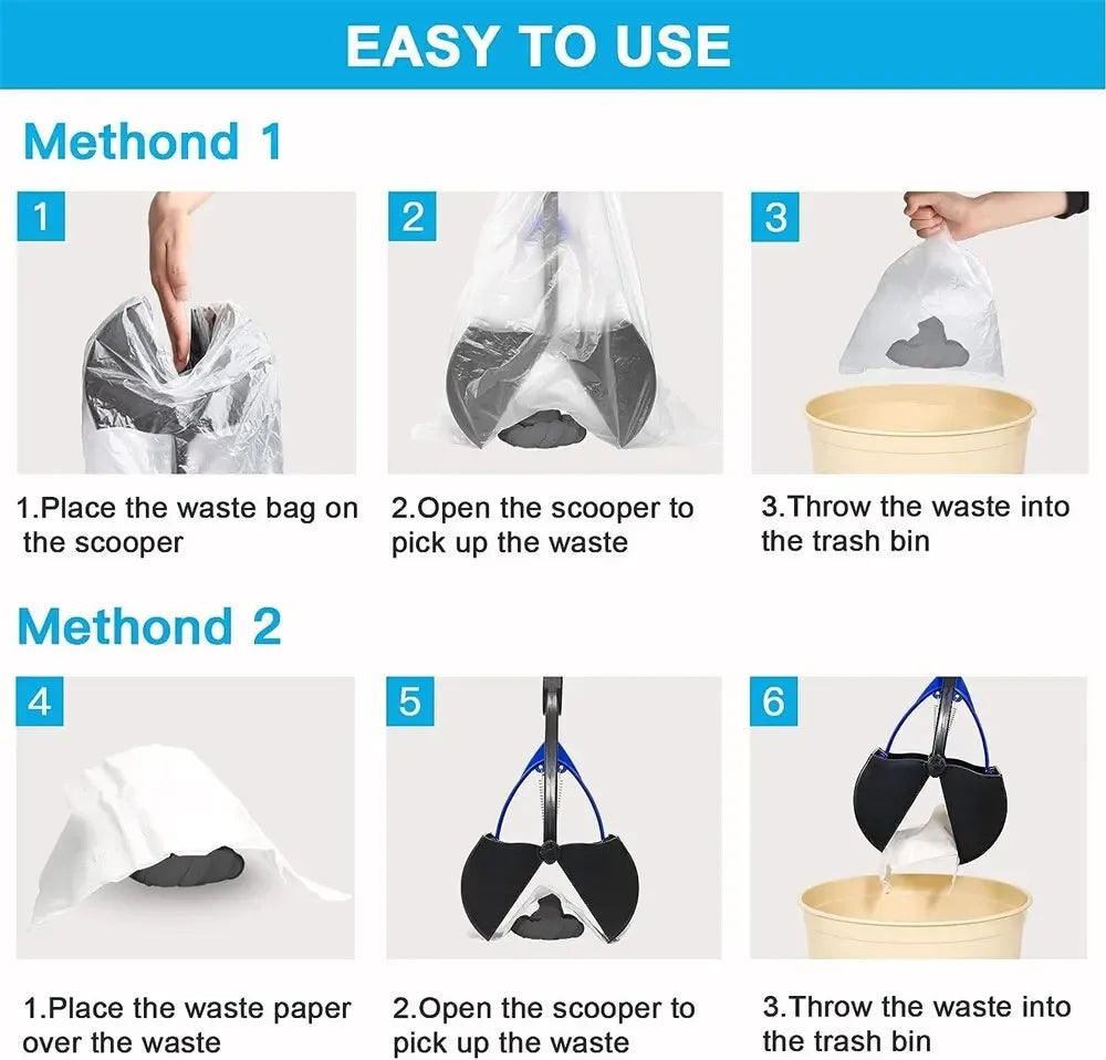 Dog Pooper Scooper with Long Handle – Easy Clean Pet Waste Picker Tool