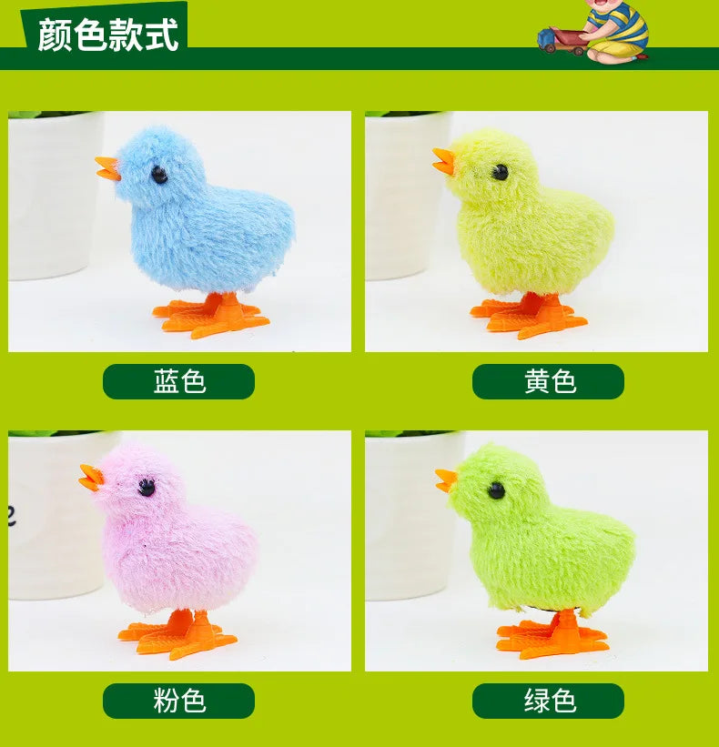 Wind Up Chicken Cat Toy Interactive Jumping Walking Plush Toy for Cats