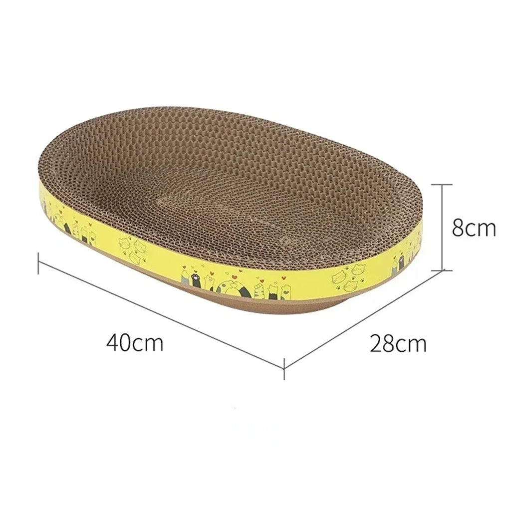 Oval Cat Scratching Board Bed – Corrugated Cardboard Cat Scratcher for Claw Grinding, Sleeping & Furniture Protection