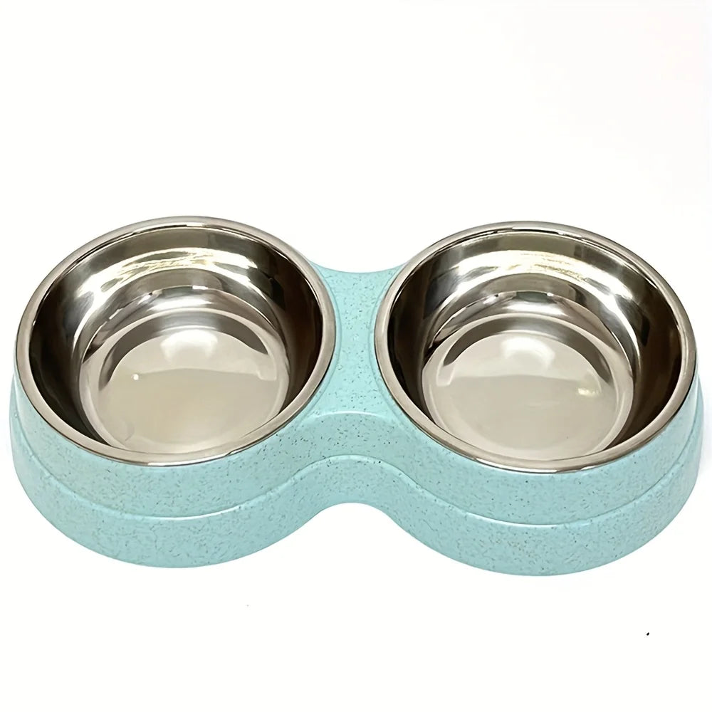 Double Stainless Steel Pet Bowls with Non-Slip Base (Food & Water)
