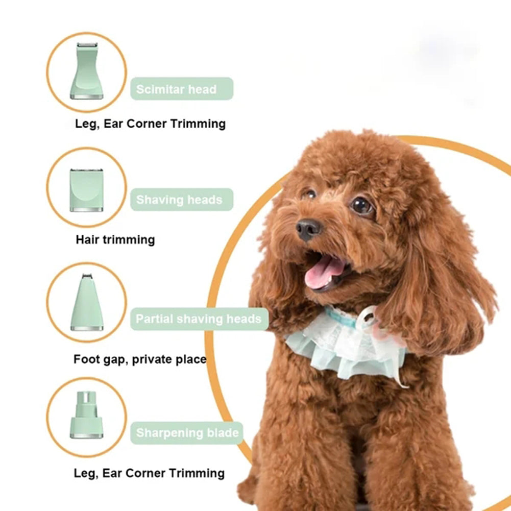 Professional 4-in-1 Electric Pet Grooming Tool Set – USB Rechargeable Dog Hair Clipper, Nail Grinder & Pet Trimmer