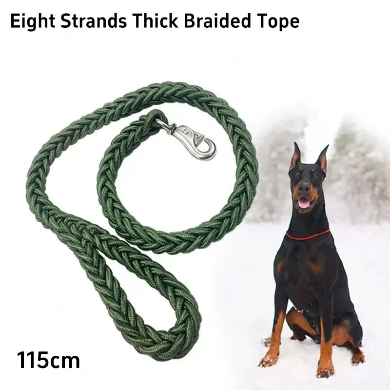 Large Dog Leash Nylon Braided Traction Rope – Heavy Duty Walking Lead for Bulldog, Rottweiler and Hound Dogs