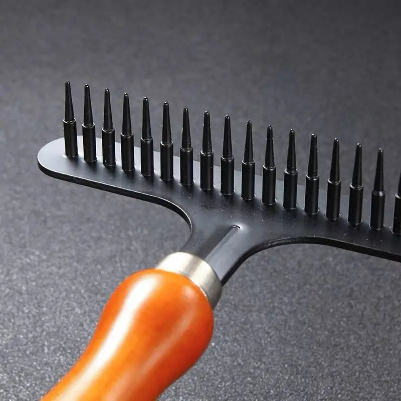 Pet Undercoat Rake Deshedding Tool | Wooden Handle Dog & Cat Grooming Brush