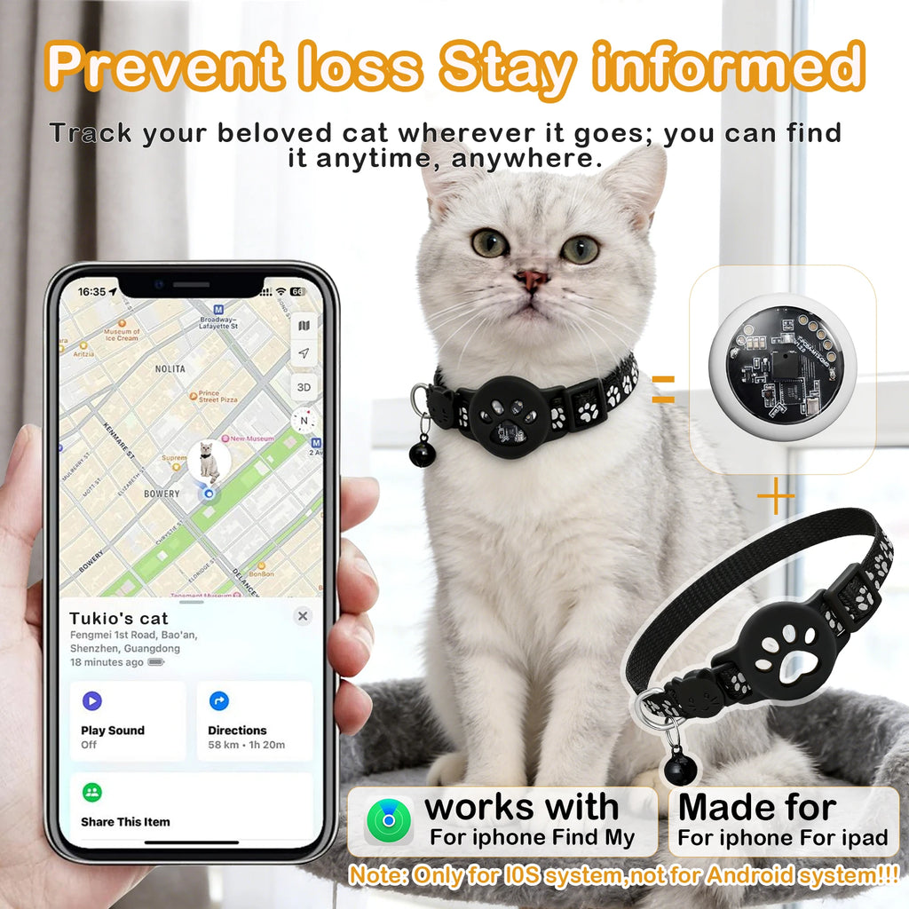 MOSON Smart Pet GPS Tracker Collar for Cats and Small Pets | iOS Compatible