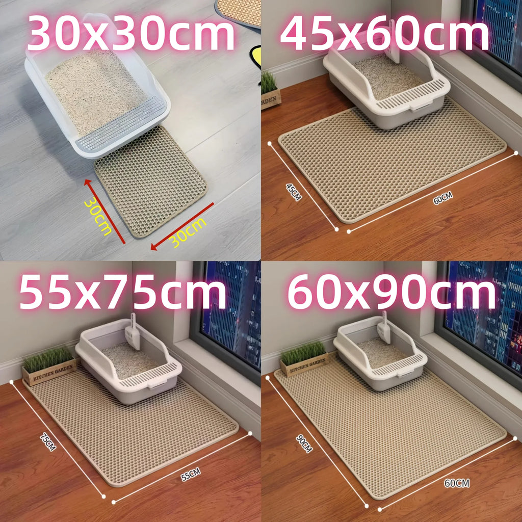 Waterproof Double Layer Cat Litter Mat – Honeycomb EVA Litter Trapping Mat, Non-Slip Washable Pet Toilet Floor Protector