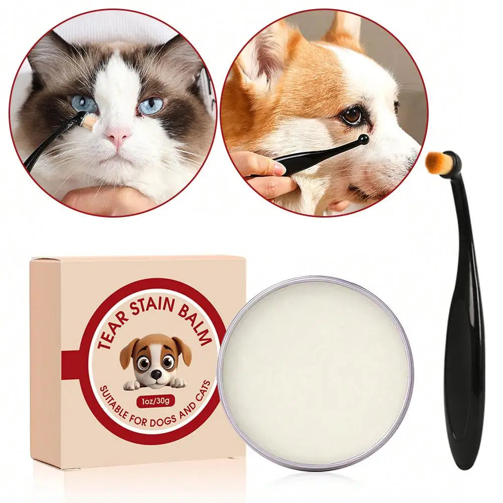 Pet Tear Stain Remover Paste for Dogs and Cats – Gentle Eye Cleaner and Eye Booger Remover with Soft Brush