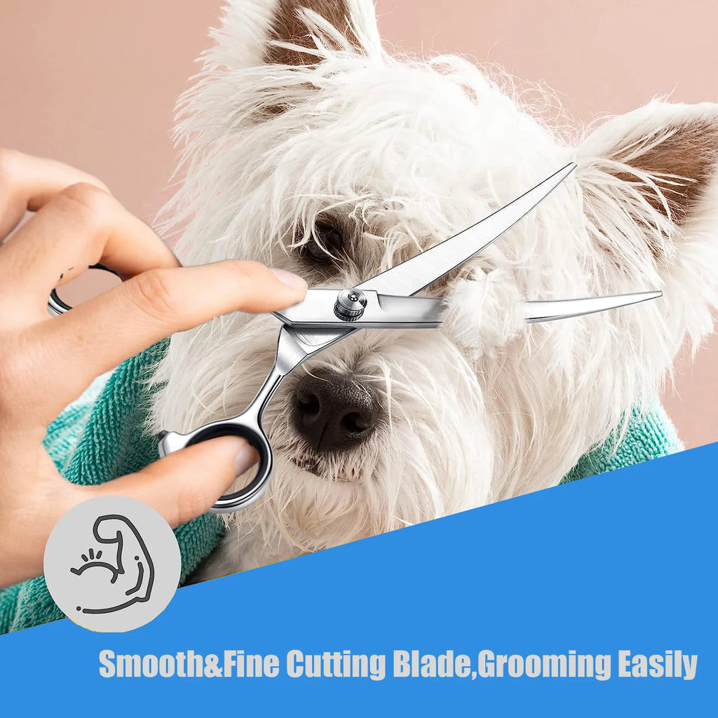 Pet Grooming Scissors Stainless Steel – Dog and Cat Hair Trimming Shears for Face, Eyes, Ears & Feet