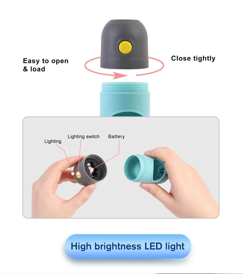 LED Dog Poop Bag Dispenser with Light – Portable Pet Waste Bag Holder