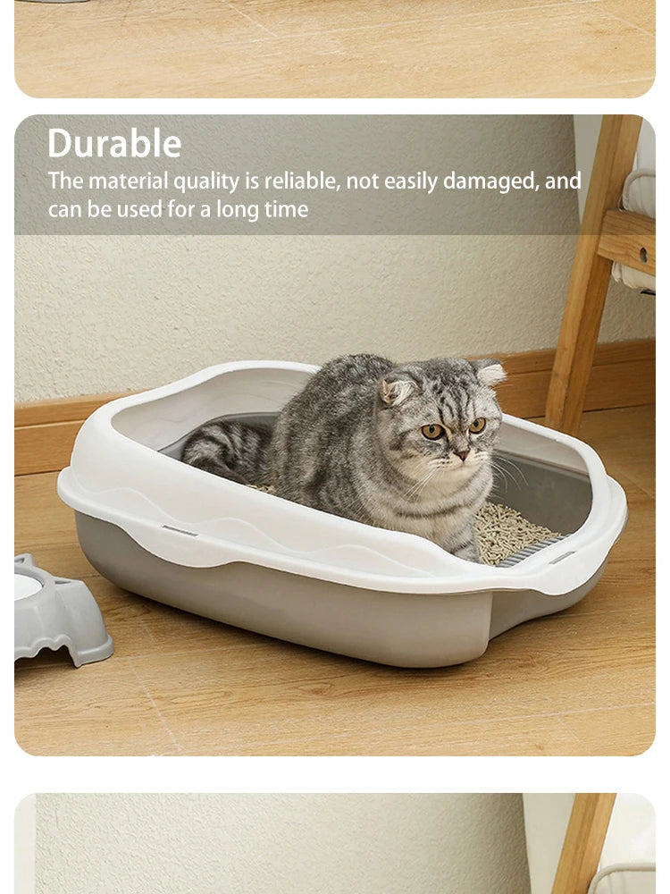 Semi-Enclosed Cat Litter Box – Large Spatter-Proof Cat Toilet with Anti-Tracking Pedal and Open Ventilation Design