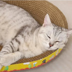 Oval Cat Scratching Board Bed – Corrugated Cardboard Cat Scratcher for Claw Grinding, Sleeping & Furniture Protection