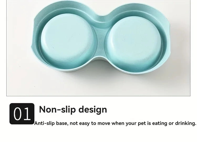 Double Stainless Steel Pet Bowls with Non-Slip Base (Food & Water)