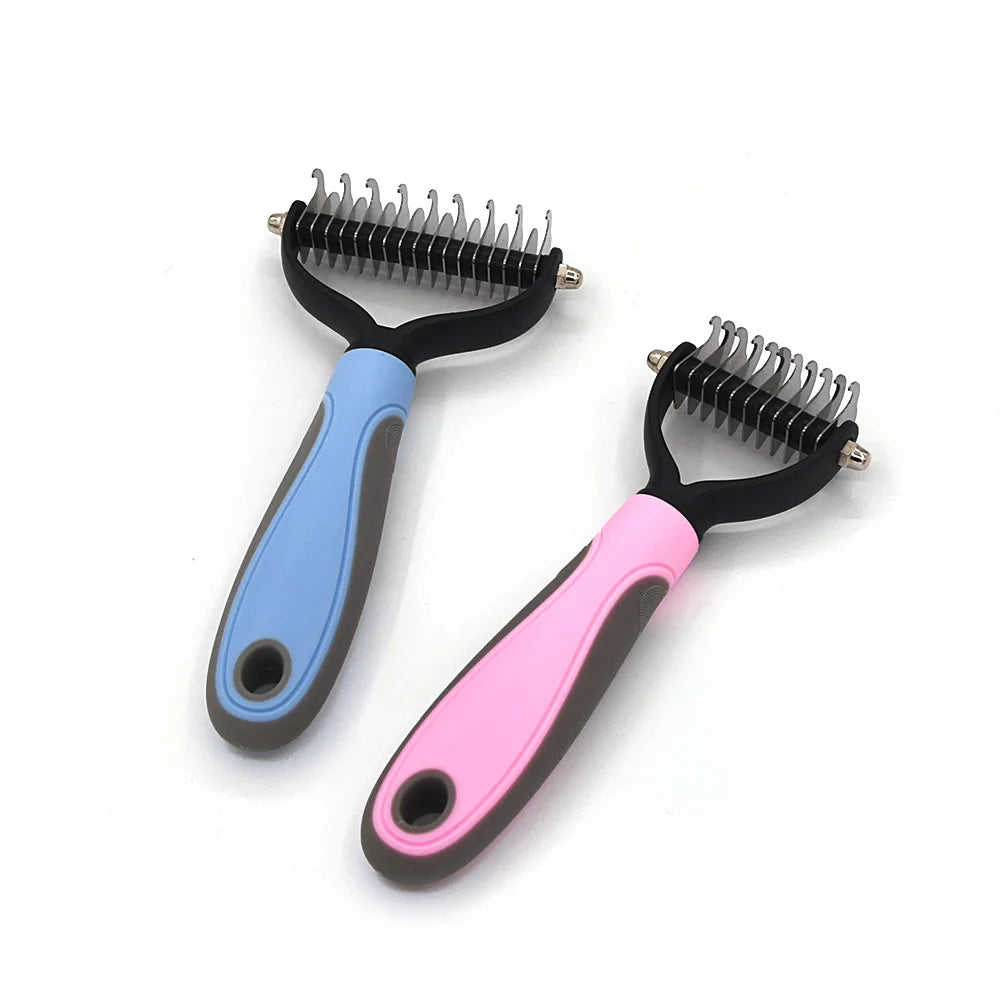 Professional Pet Deshedding Brush | Stainless Steel Dog & Cat Hair Remover Comb
