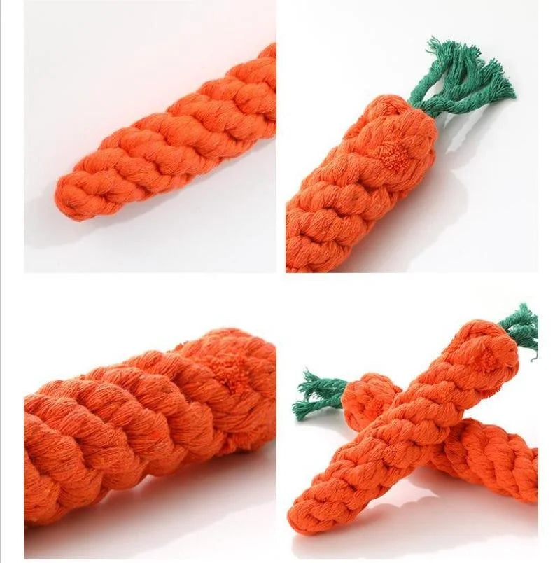Carrot Shape Cotton Rope Dog Chew Toy for Small Medium Dogs and Cats – Bite Resistant Pet Knot Toy