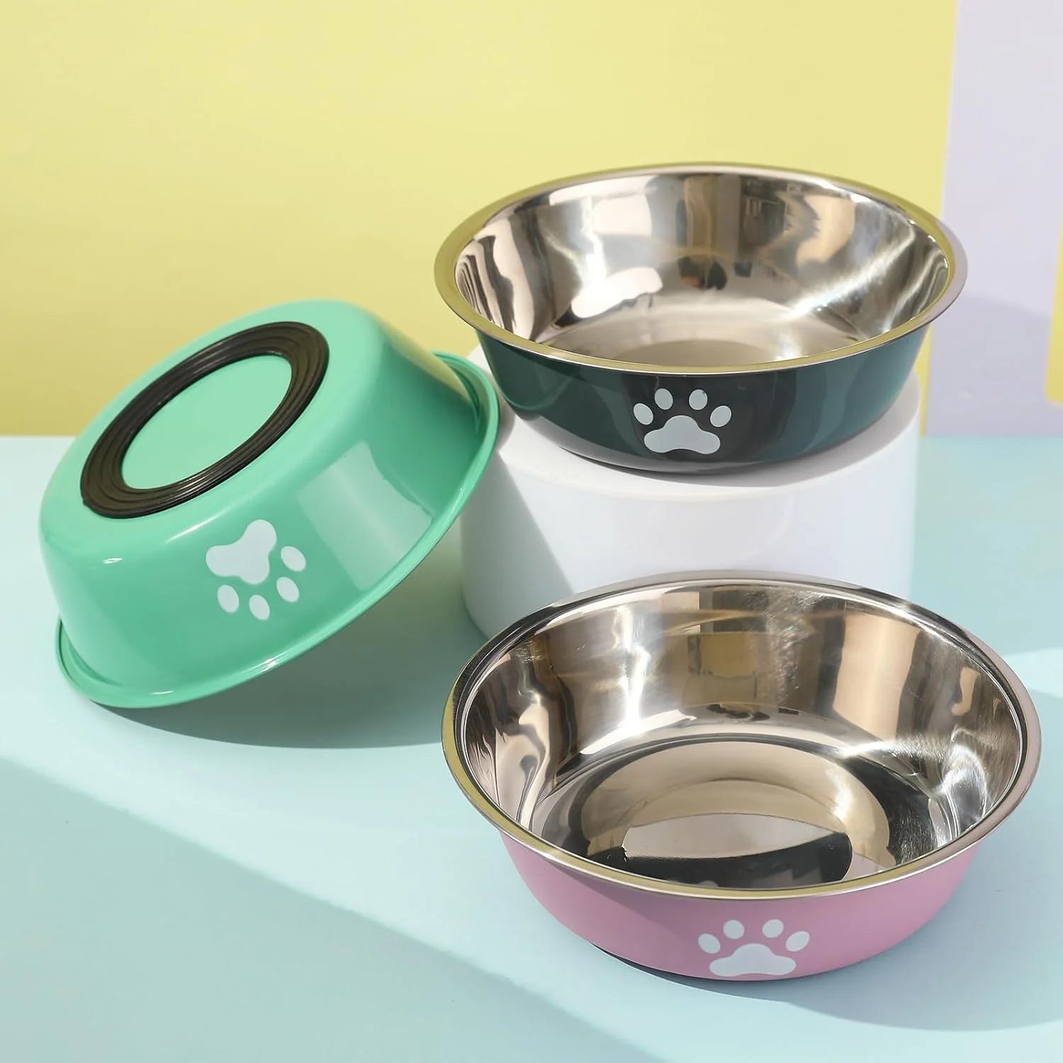 Stainless Steel Dog Bowl with Non-Slip Silicone Base – Food & Water Feeder