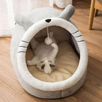 Foldable Deep Sleep Cat Bed Cave – Washable Cartoon Pet House for Cats & Small Dogs