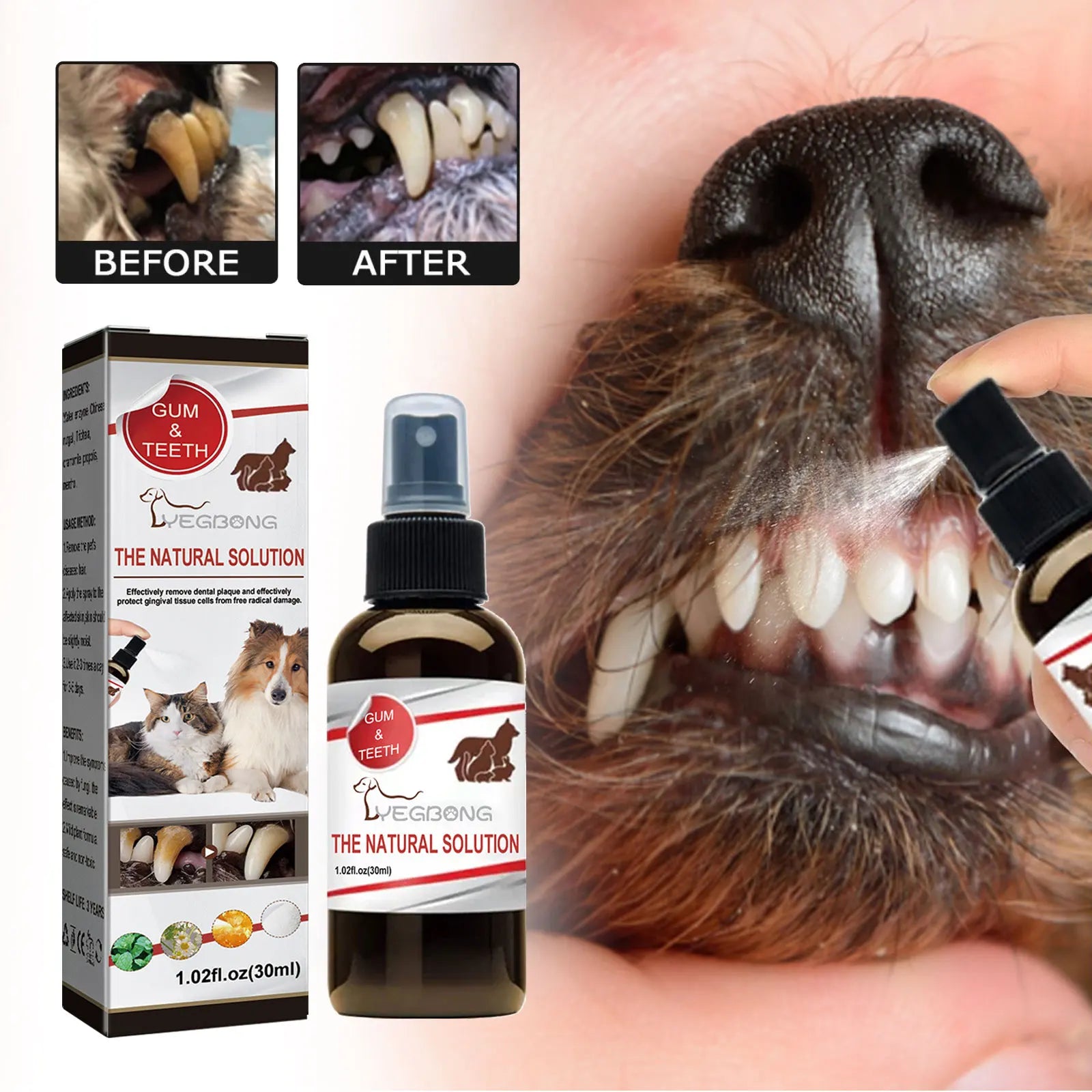 Pet Tooth Cleaning Spray 30ml – Fresh Breath Dental Care & Oral Hygiene Spray for Dogs and Cats