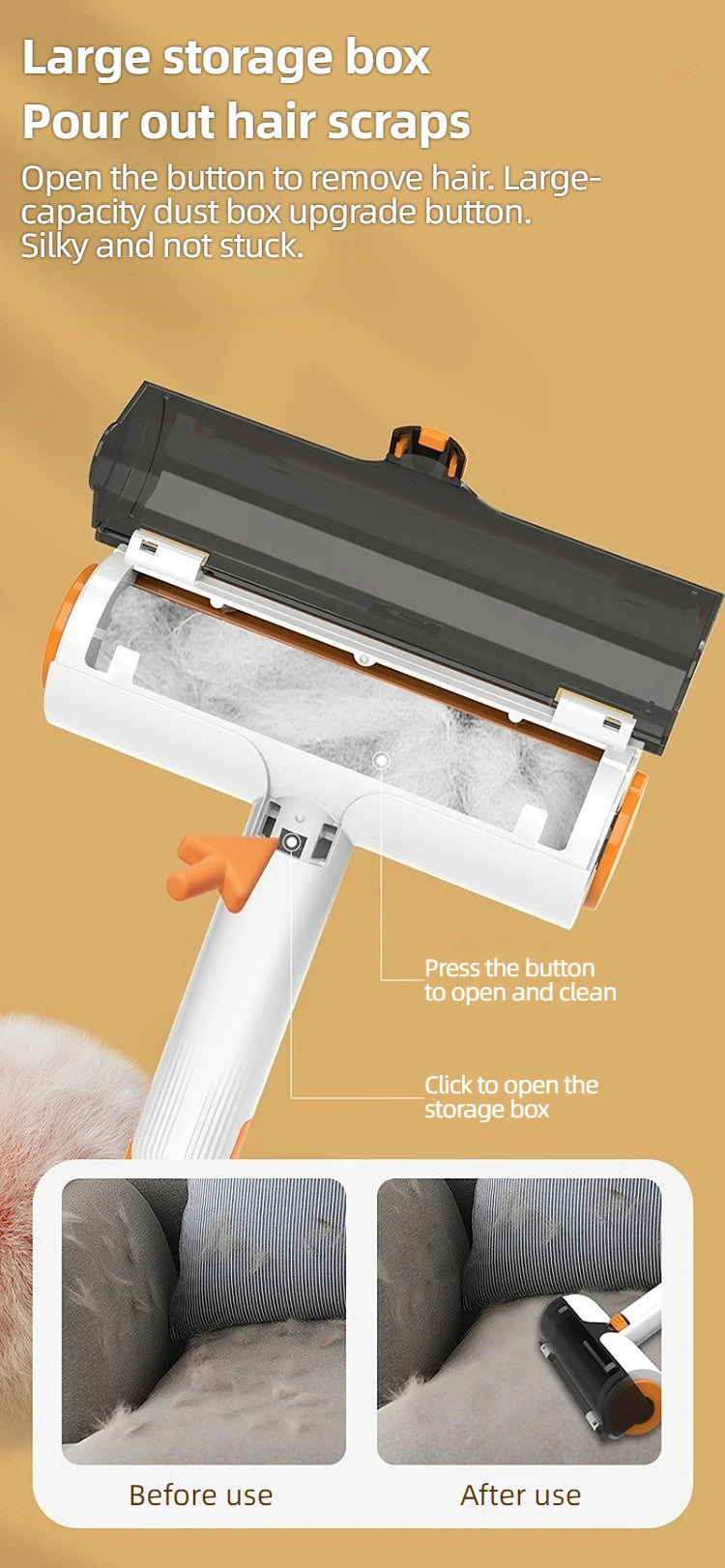 Multifunctional Pet Hair Remover Roller – Reusable Dog & Cat Hair Cleaning Stick for Clothes, Sofa & Carpet