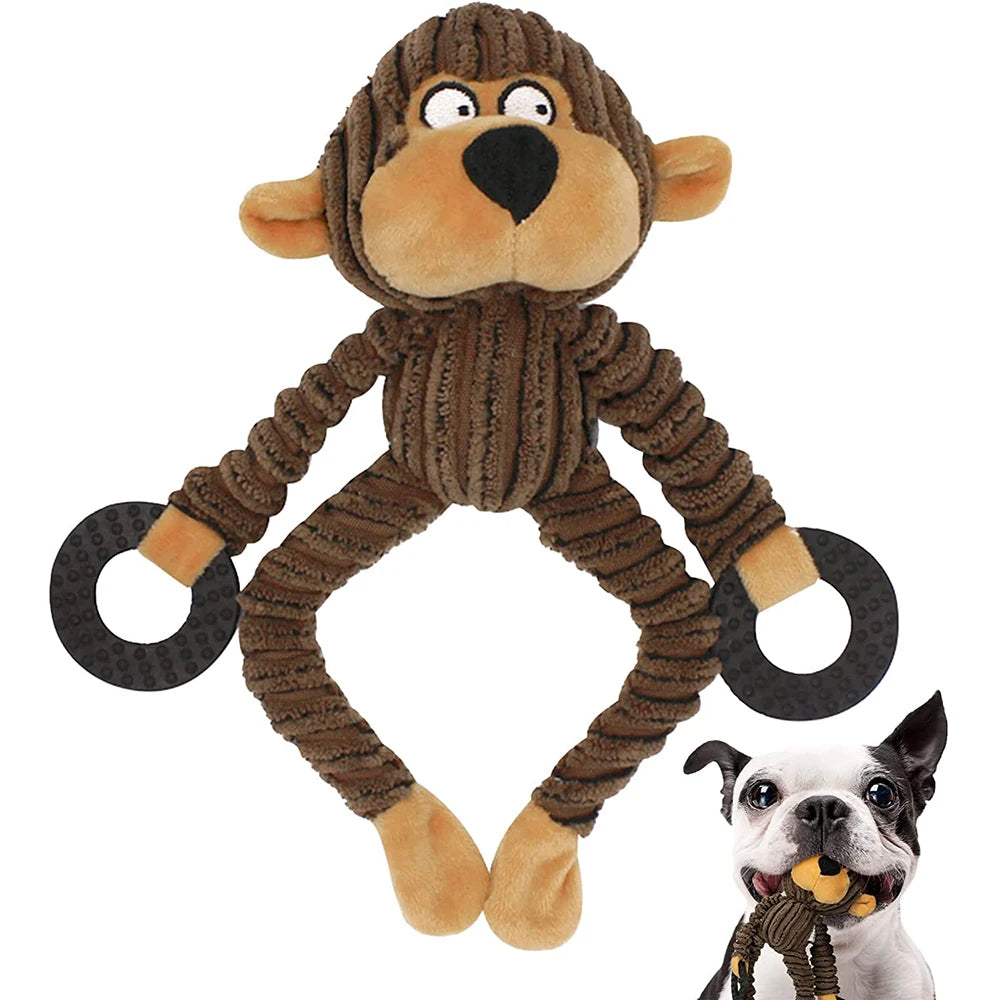 Squeaky Plush Puppy Toy – Cute Monkey Chew Toy for Teething, Training & Interactive Play